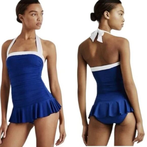 Lauren Ralph Lauren Bel Air Skirted Halter Bathing Suit Size 8 - Picture 1 of 10
